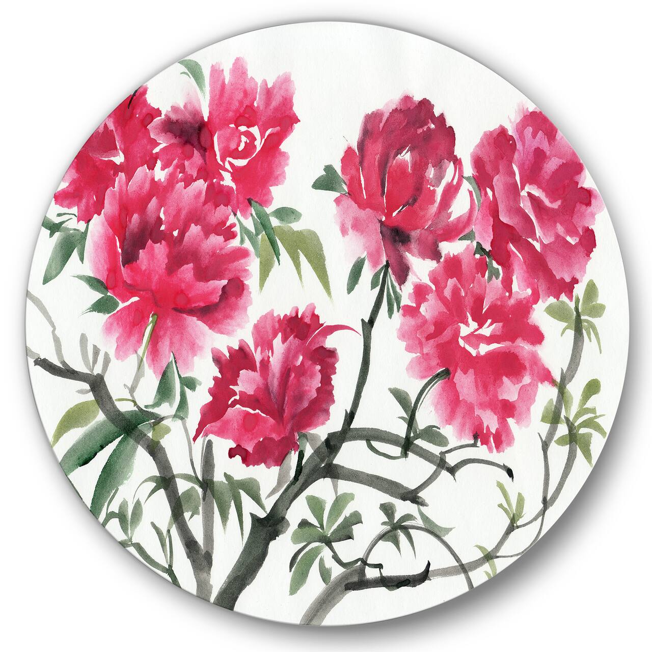 Designart - Vintage Purple Azalea Flower - Traditional Metal Circle Wall Art